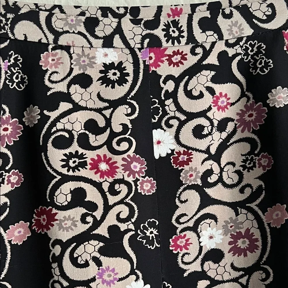 ALFANI Floral Black and Pink Women's Silk Skirt in Size 8P